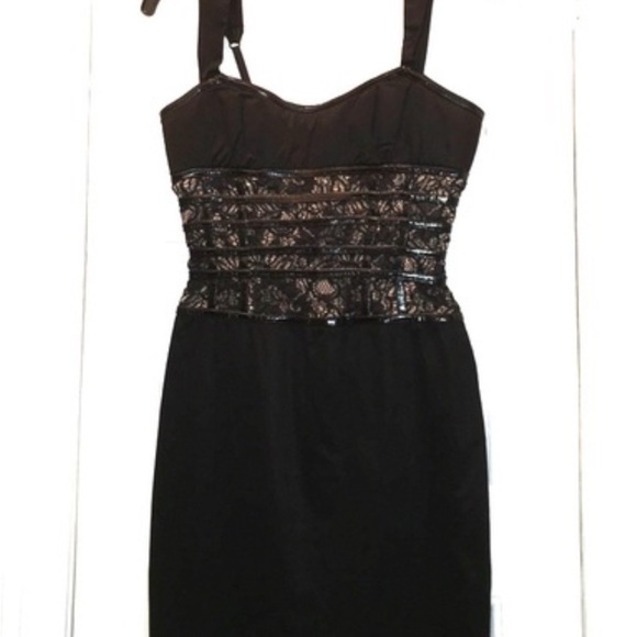 Bebe Black Sweetheart Sheath Cocktail Dress - Picture 1 of 7
